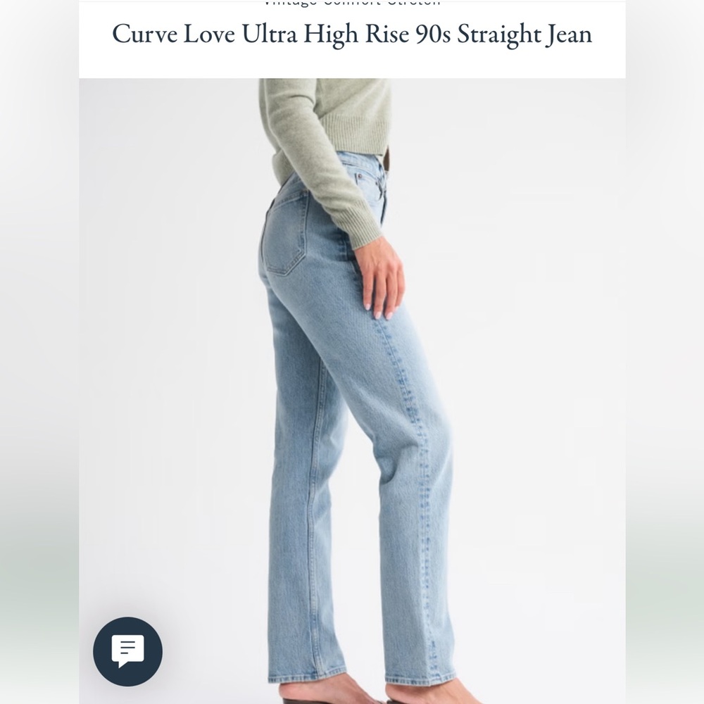 Abercrombie & Fitch 90s straight ultra high rise curve love, light distressing.